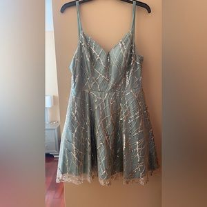 Light green dress with gold sequence